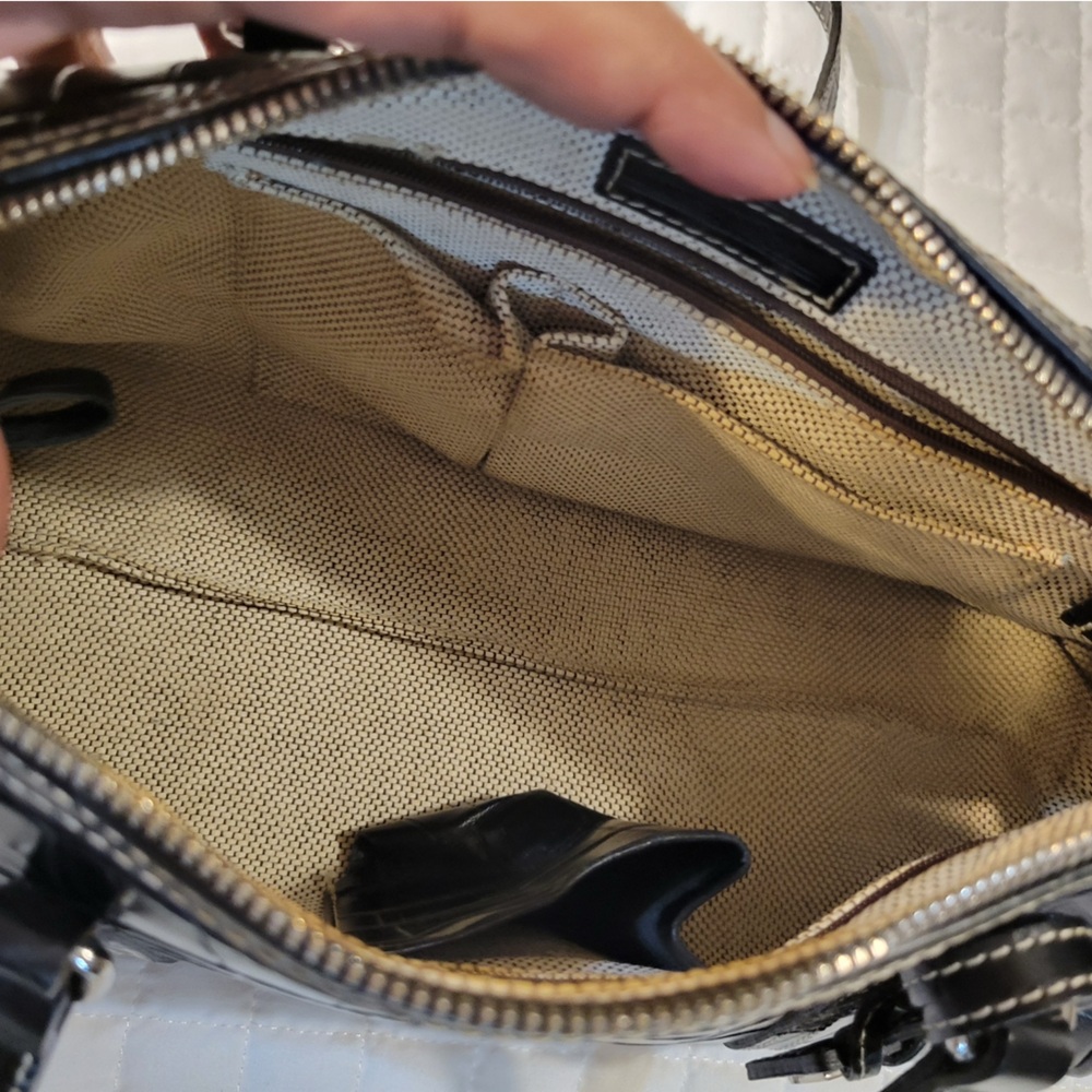 Dooney & Bourke 🖤 Black Croc-Embossed Barrel Shoulder Bag Vintage - Picture 7 of 11